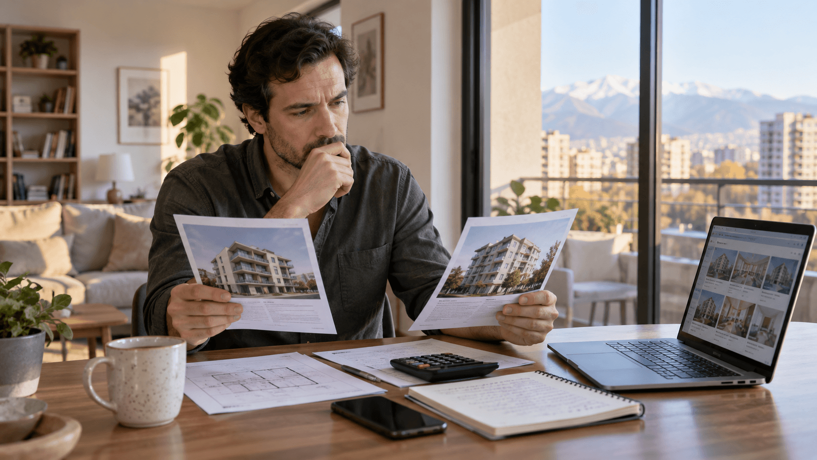 Inversionista comparando propiedades antes de tomar una decisión inmobiliaria en Chile