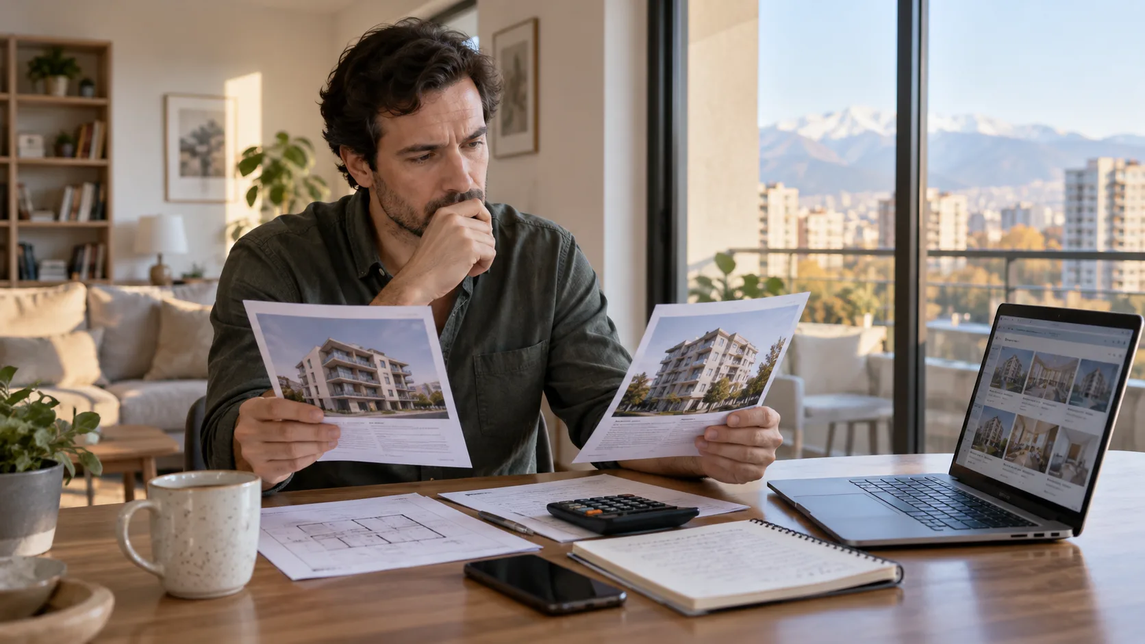 Inversionista comparando propiedades antes de tomar una decisión inmobiliaria en Chile