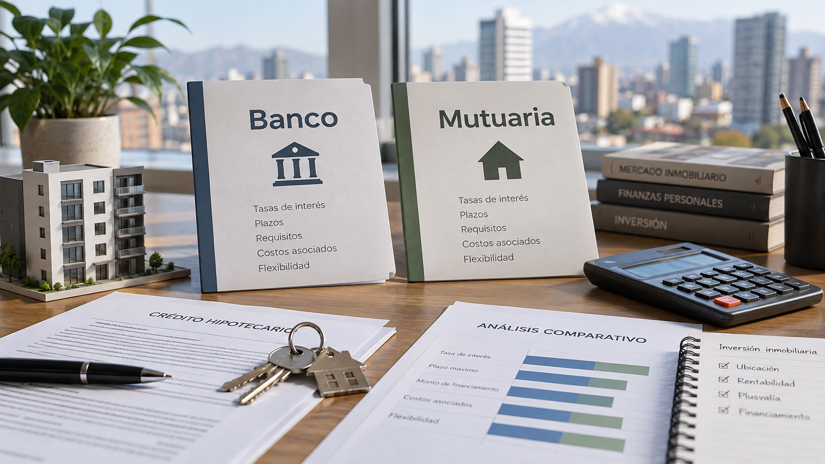 Comparación entre banco y mutuaria para crédito hipotecario en Chile