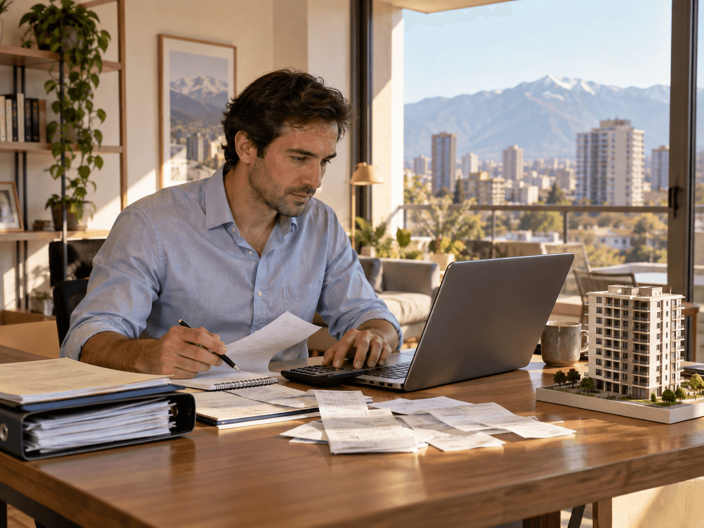 Empresario individual analizando impuestos y gastos de propiedades de inversión en Chile