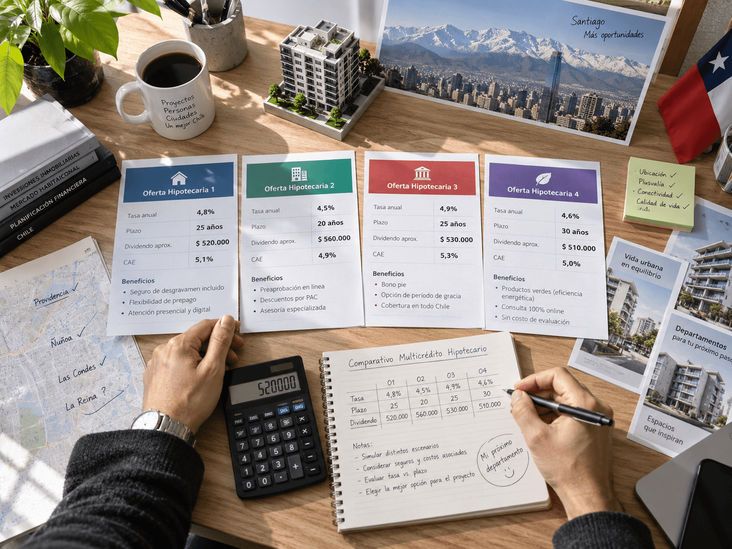 Comparación de distintas ofertas hipotecarias para una estrategia de multicrédito en Chile
