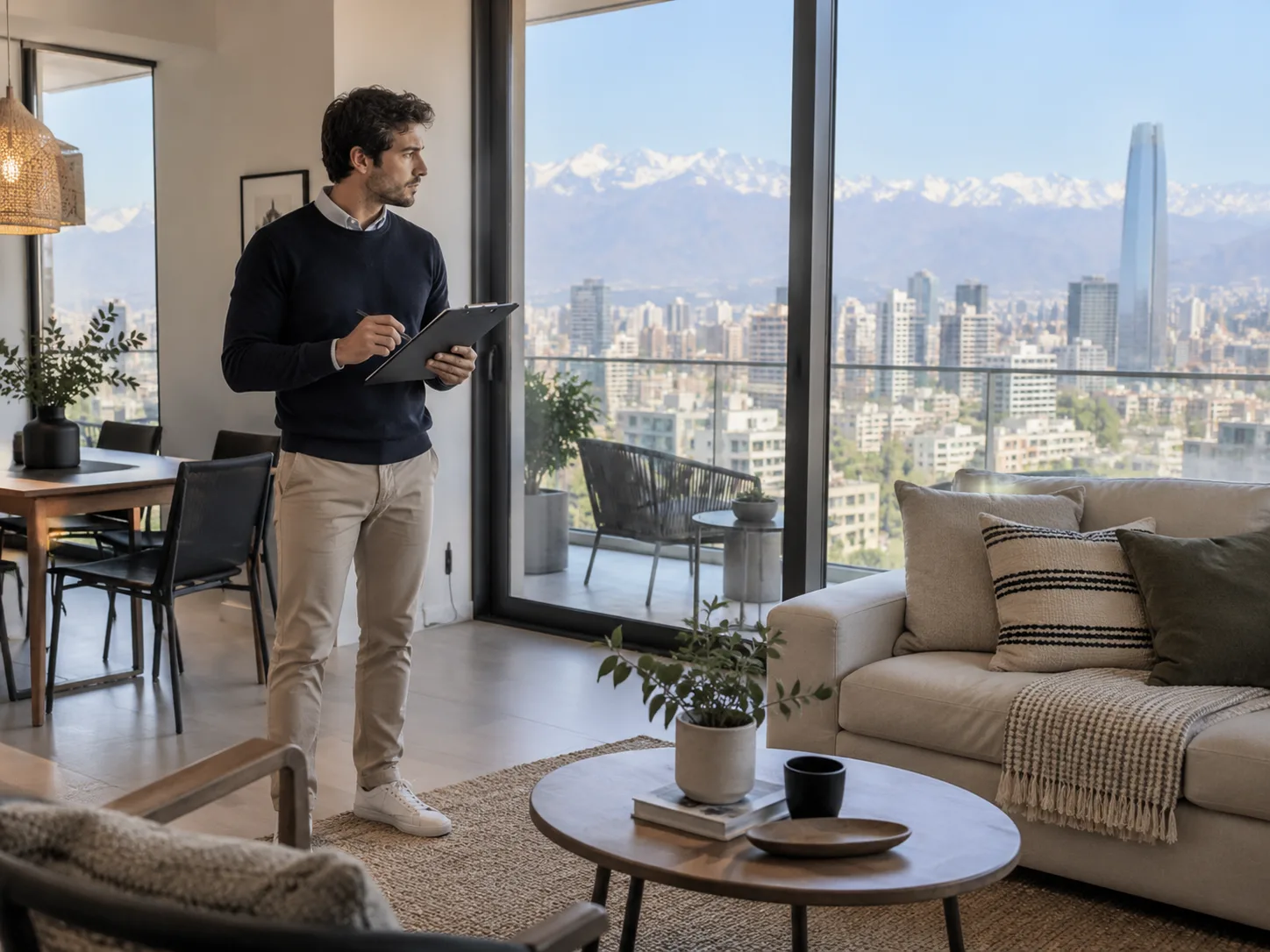 Inversionista evaluando un departamento para Airbnb en Santiago de Chile