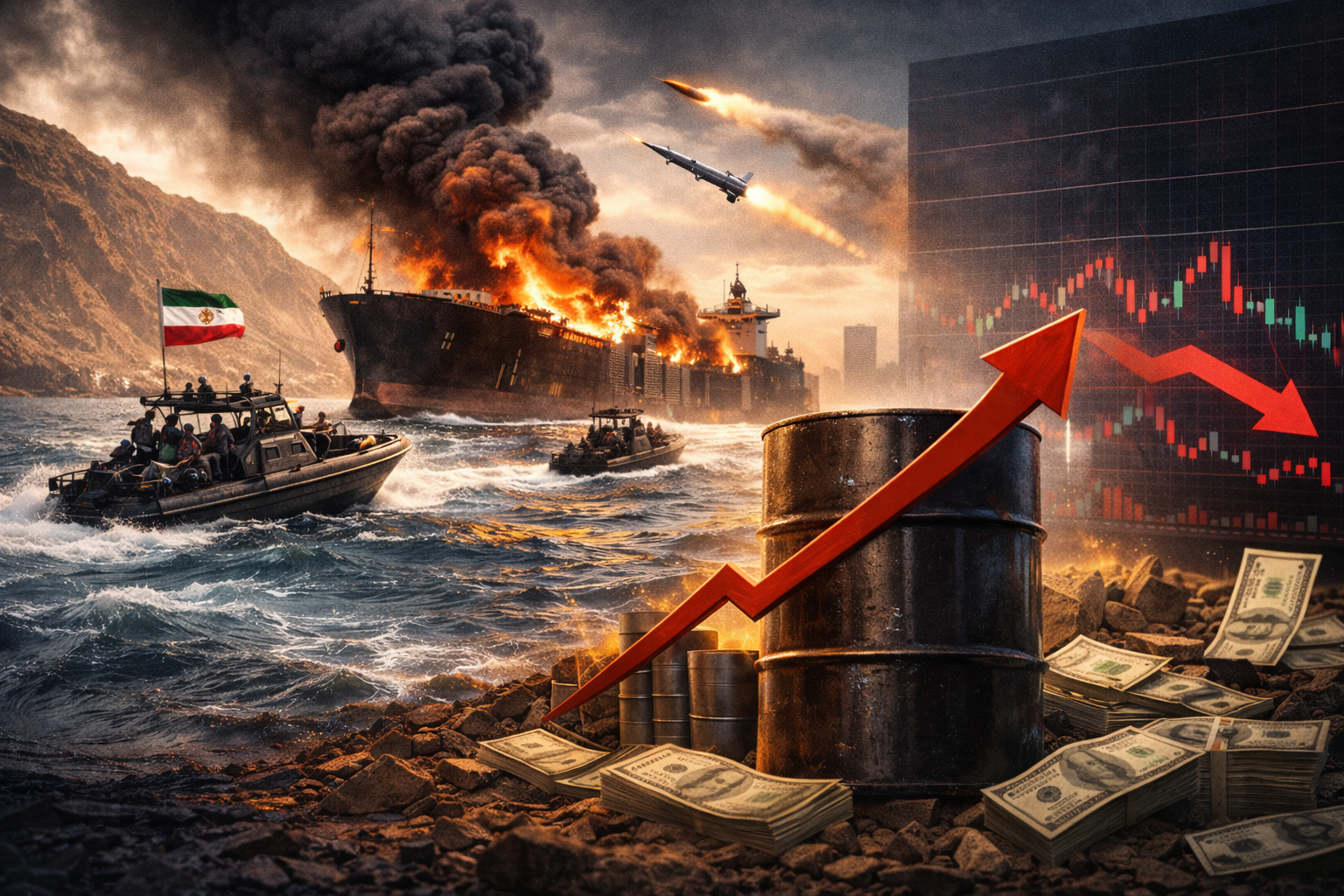 Irán ataca barcos en el estrecho de Ormuz, dispara el petróleo y sacude a las bolsas mundiales